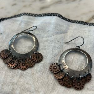 Silpada silver and bronze hoop earrings